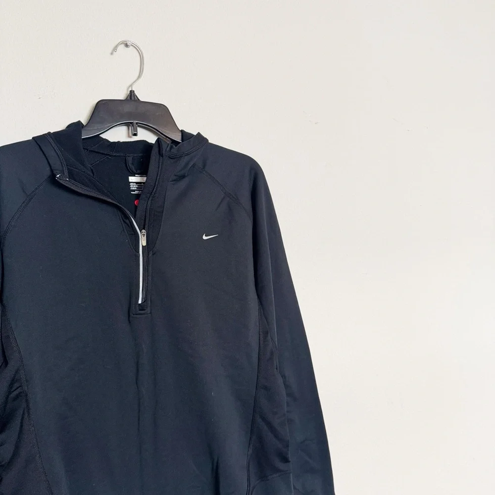 🌿Final Sale Nike Black Fit Dry Lined 1/4 Zip Hooded‎ Pullover